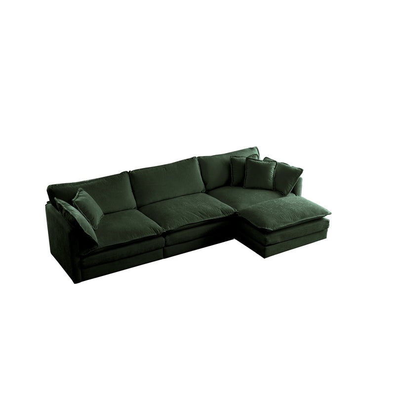 Walker Edison | Chenille Modular Cloud Couch with L-Shaped Sectional and Ottoman