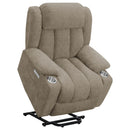 Beca - Upholstered Power Lift Recliner With Cupholders And USB Charging by HouseOfZazla