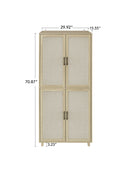4 Door Cabinet, with 4 Adjustable Inner Shelves, Storage Cabinet