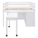 Loft Bed With Retractable Writing Desk And 4 Drawers, With Lateral Portable Desk And Shelves by HouseOfZazla