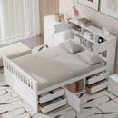 Captain Platform Bed Frame With Bookcase Headboard, 4 Drawers, Storage Shelves by HouseOfZazla