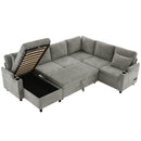 U-Shaped Sectional Sleeper Sofa With Ample Storage Space, 2 Cup Holders And Charging Ports For Living Room by HouseOfZazla