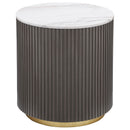 Jason 2-piece Round White Marble Coffee Table Set Charcoal