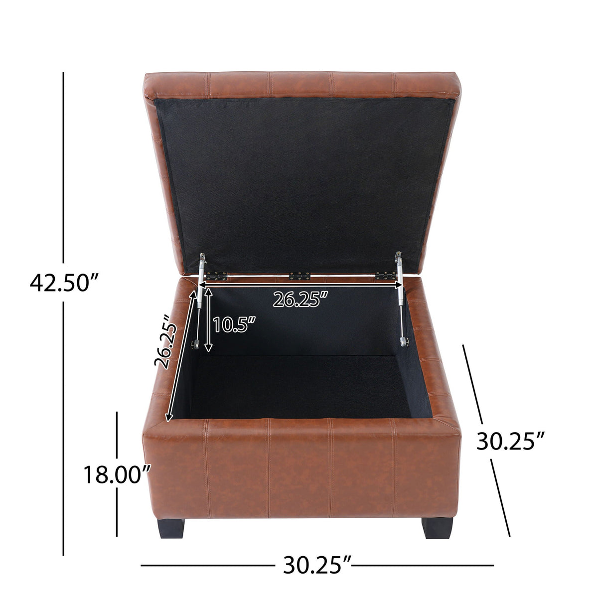 Square Tufted Indoor Ottoman With Lift-Top Storage, photo 4 of 6