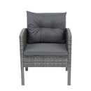 6 Piece Patio Wicker Sectional Set Patio Backyard Conversation Set Grey Wicker + Dark Grey Cushion