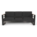 Giovanna 3-Seater Sofa with Aluminum Frame and Water-Repellent Cushions - Black by HouseOfZazla