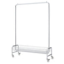 Heavy Duty Iron Garment Rack With Basket On Wheels - Silver by HouseOfZazla