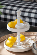 Two Tiered Round Wooden Tray - White by Unique Piece Furniture