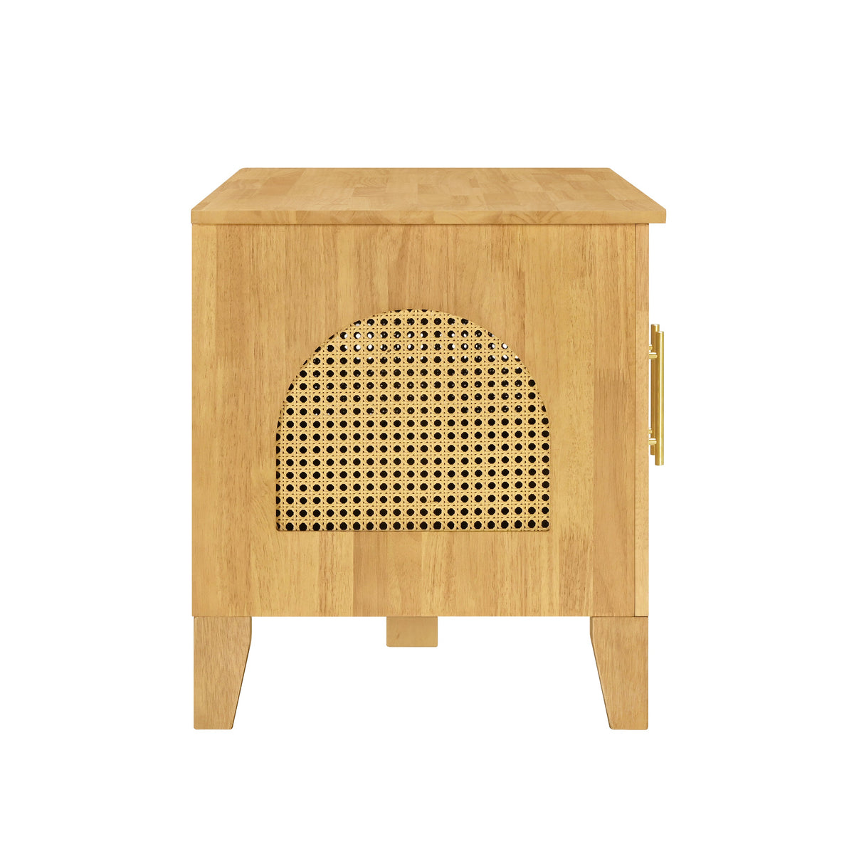 Lars Indoor Rattan Decorated Rubber Wood Dog Crate Cabinet, photo 9 of 10