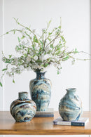 9.4x9.4x11" Blue and Brown Reactive Glazed Accent Vase by HouseOfZazla