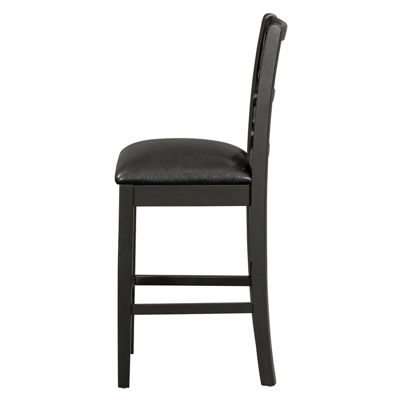 5-piece Counter Height Dining Round Table Set with One Faux Marble Top Dining Table and Four PU-leather Chairs,Dark Espresso