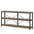 Console Table With 3 Tier Storage Shelves Finish, Slim Narrow Design For Living Entryway - Brown / Black by HouseOfZazla