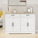 47.95" Farmhouse Buffet Cabinet Storage Sideboard with 2 Drawers and 4 Doors for Dining Living Room Kitchen Cupboard-White