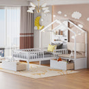 House Bed With Upholstered Sofa, Wireless Charging Station, Shelves And 2 Drawers by HouseOfZazla