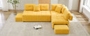 91.73" L-shaped Sofa Sectional Sofa Couch with 2 Stools and 2 Lumbar Pillows for Living Room, Yellow