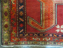 4' 10" X 11' Antique Handmade Turkish Kazak Wool Rug SHIELD Hand Knotted Red