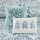 8 Piece Cotton Floral Printed Reversible Comforter Set Blue