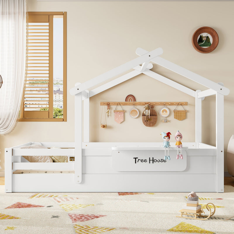 Twin Size Floor Bed with Guardrails and Roof, photo 3 of 10