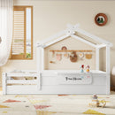 Twin Size Floor Bed with Guardrails and Roof
