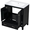 30' Black Bathroom Vanity with Single Sink, Combo Cabinet Undermount Sink, Bathroom Storage Cabinet with 2 Doors and a Drawer, Soft Closing, Multifunctional Storage, Solid Wood Frame
