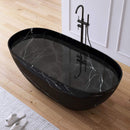 [63X29.5-Inch] Nuvia Freestanding Modern Marble-Design Solid Surface Soaking Tub With Overflow (SAK11528)
