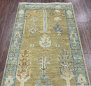 2'6x8' Runner LoomBloom Green Hand Knotted 100% Wool Oushak Arts & Crafts Oriental Area Rug