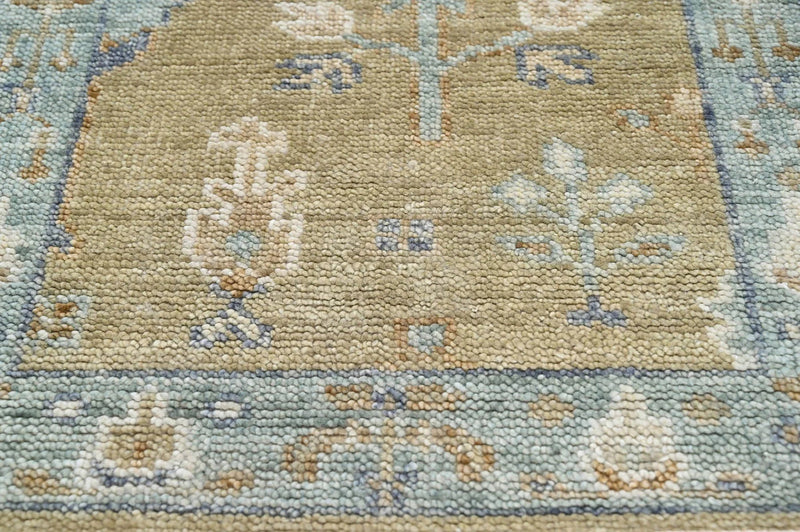 2'6x8' Runner LoomBloom Green Hand Knotted 100% Wool Oushak Arts & Crafts Oriental Area Rug
