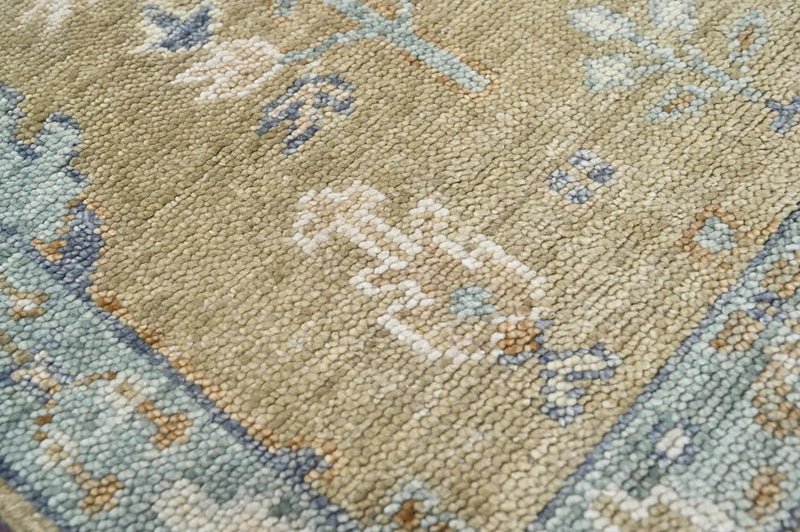 2'6x8' Runner LoomBloom Green Hand Knotted 100% Wool Oushak Arts & Crafts Oriental Area Rug