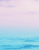 Pastel Color Sunset over the Ocean Horizon Wall Mural. Beach Theme Peel and Stick Wallpaper.