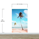 Palm Tree on Beach Coastline Wall Mural. Tropical Theme Peel and Stick Wallpaper Decor.