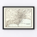 Vintage Map of Naples, Italy 1893