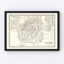 Vintage Map of Jerusalem, Israel 1893