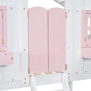 House Bunk Bed With Roof, Window, Window Box, Door, With Safety Guardrails And Ladder by HouseOfZazla