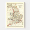Vintage Railway Map of England & Wales 1883