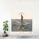 Vintage Illustration of the Statue of Liberty Wall Mural. The Great Bartholdi Statue, Liberty Enlightening the World Peel and Stick Wallpaper.