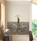 Vintage Illustration of the Statue of Liberty Wall Mural. The Great Bartholdi Statue, Liberty Enlightening the World Peel and Stick Wallpaper.