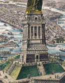 Vintage Illustration of the Statue of Liberty Wall Mural. The Great Bartholdi Statue, Liberty Enlightening the World Peel and Stick Wallpaper.