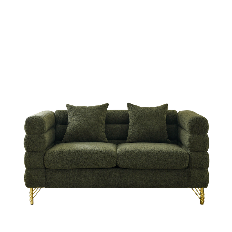 3-seater + 2-seater Combination sofa.Green teddy