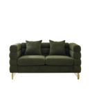 60Inch Oversized 2 Seater Sectional Sofa, Living Room Comfort Fabric Sectional Sofa-Deep Seating Sectional Sofa, Soft Sitting with 2 Pillows for Living Room, Bedroom, Office, Green teddy