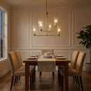 Timeless - 6 Lights Chandelier With Clear Ribbed Satin - Antique Brass / Clear / Gold by HouseOfZazla