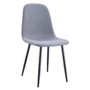 Luxury Simple Chair Linen Cotton High Resilience Dining Chair With Black Metal Legs (Set of 4) - Light Gray by Unique Piece Furniture