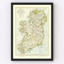 Vintage Map of Ireland 1883