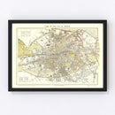 Vintage Map of Dublin, Ireland 1883