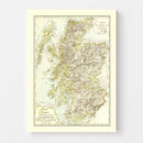 Vintage Map of Scotland 1883