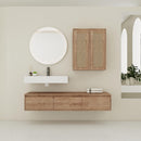 Modern Wall Mounted Bathroom Vanity With Resin Sink And 2 Side Cabinet, Imitative, Construction - Imitative Oak by HouseOfZazla
