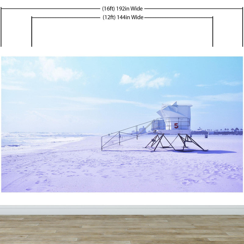 Lifeguard Tower on Pensacola Beach Wall Mural. Pastel Color Theme Peel and Stick Wallpaper.