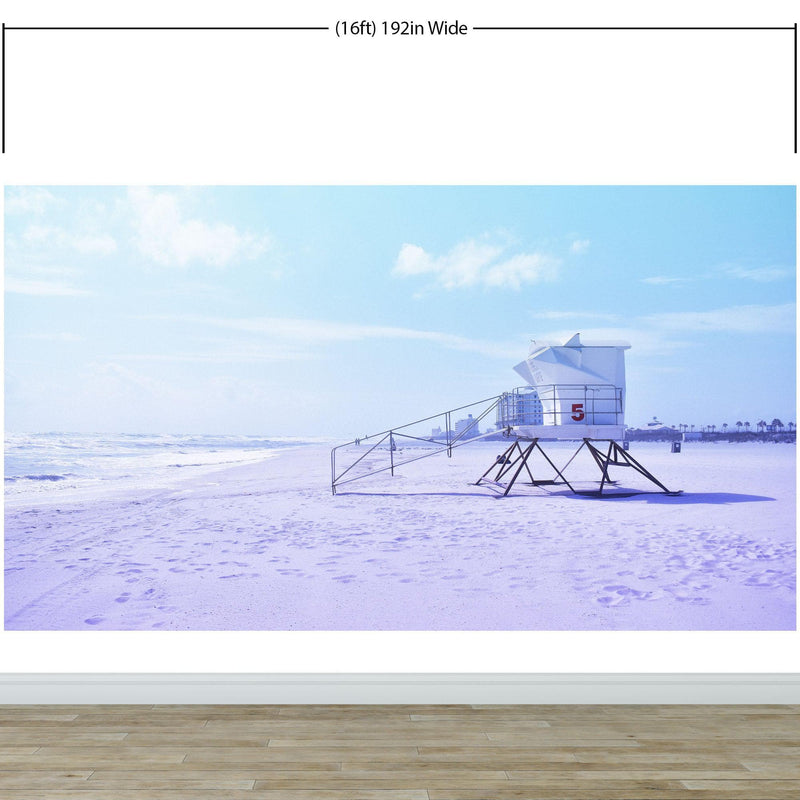 Lifeguard Tower on Pensacola Beach Wall Mural. Pastel Color Theme Peel and Stick Wallpaper.