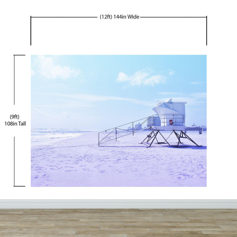 Lifeguard Tower on Pensacola Beach Wall Mural. Pastel Color Theme Peel and Stick Wallpaper.