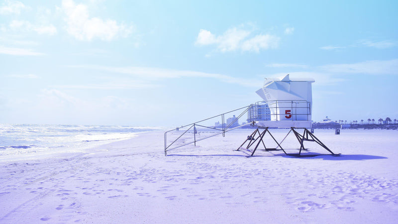 Lifeguard Tower on Pensacola Beach Wall Mural. Pastel Color Theme Peel and Stick Wallpaper.