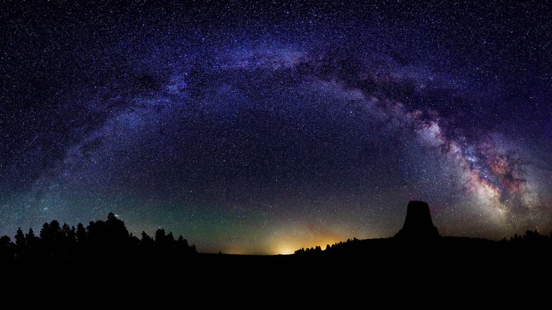 Milky Way Galaxy Stars Wall Mural. Starry Night Over Devils Tower National Monument Park.